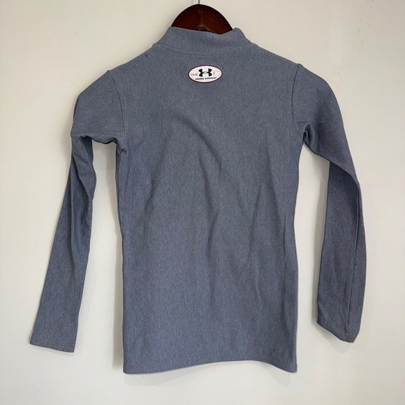 UNDER ARMOUR Youth Boys Large Blue Gray Long Sleeve Mock Neck Fitted Cold Gear - Picture 4 of 4